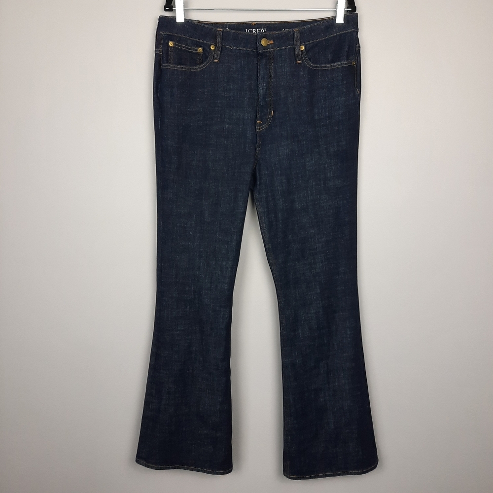 J. Crew High Rise Dark Indigo Wash Skinny Flare Jeans size 32 - Picture 2 of 16
